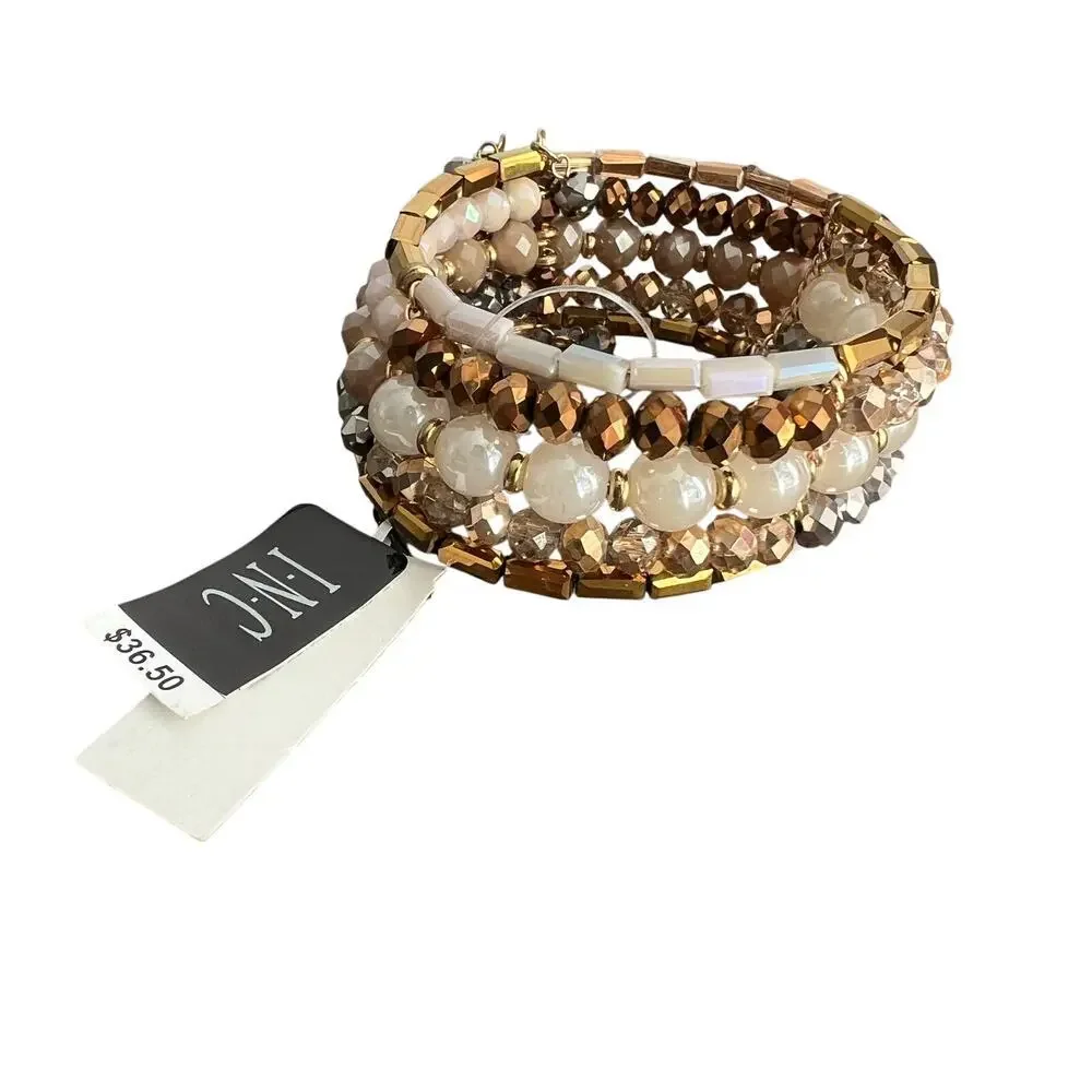 New with tags Inc Multicolored Beaded Gold and White Cuff Bracelet